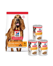 HILL'S Science Plan 7+ Dog Mature Light Medium Chicken 14kg per cani anziani + 3 lattine GRATIS