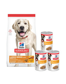 HILL'S Science Plan Adult Light Large breed con pollo 14kg + 3 scatolette GRATIS