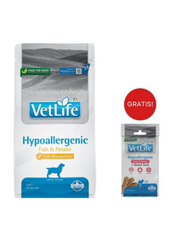 FARMINA Vet Life Hypoallergenic Fish & Potato 2kg alimenti per cani allergici + FARMINA Vet Life Dental Treat Hypoallergenic Pork Mini 60 g (7 pezzi) GRATIS!