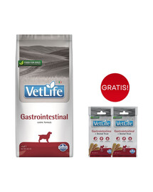 FARMINA Vet Life Gastrointestinal Dog 12kg mangime per cani con problemi digestivi + 2 confezioni di FARMINA Vet Life Dental Treat Gastrointestinal Mini da 60 g (7 pezzi) GRATIS!