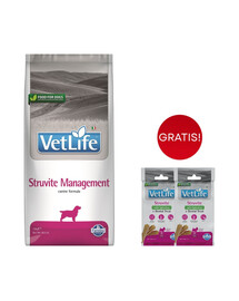 FARMINA Vet Life Struvite Management 12kg mangime per cani con patologie dell'apparato urinario + FARMINA Vet Life Dental Treat Struvite Mini 60 g (7 pezzi) GRATIS!