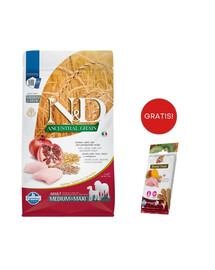 FARMINA N&D Ancestral Grain Dog Adult Medium & Maxi Chicken & Pomegranate 2,5 kg + FARMINA N&D Tropical Selection Dental Treat Chicken Medium/Maxi 100 g (7 pezzi) GRATIS!