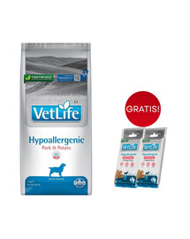 FARMINA Vet Life Hypoallergenic Maiale e Patate per cani adulti 12kg + 2 x FARMINA Vet Life Dental Treat Hypoallergenic Maiale Medium/Maxi 100 g (7 pezzi) GRATIS!