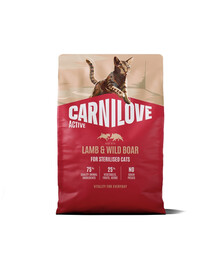 CARNILOVE Active Cat Lamb and Wild Boar Sterilised 2 kg agnello e cinghiale, per gatti sterilizzati