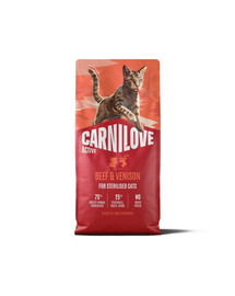 CARNILOVE Active Cat Beef and Venison Sterilised 6 kg manzo e selvaggina, per gatti sterilizzati