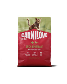 CARNILOVE Active Cat Duck and Pheasant Sterilised 2 kg anatra e fagiano, per gatti sterilizzati