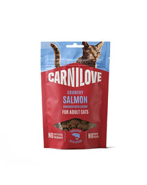 CARNILOVE Crunchy Snack Cat Salmon 50 g con salmone e erba gatta, snack croccante per gatti