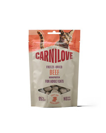 CARNILOVE Freeze-Dried Snack Cat Beef 40 g con manzo e erba gatta, snack liofilizzati per gatti