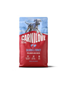 CARNILOVE Active Dog Salmon & Turkey 4 kg Junior Large Breeds salmone e tacchino, per cuccioli in fase di crescita di razze di taglia grande