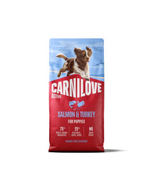 CARNILOVE Active Dog Salmon & Turkey Puppies 12 kg salmone e tacchino, per cuccioli in crescita