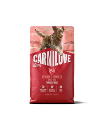 CARNILOVE Active Dog Venison and Reindeer Adult 4 kg carne di cervo, renna e cinghiale, per cani adulti