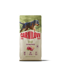CARNILOVE True Fresh Dog Duck Adult Small Breeds 1,5 kg cibo secco con anatra fresca per cani adulti di piccole razze