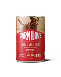 CARNILOVE Dog Can Lamb and Wildboar Agnello e cinghiale 400g paté per cani adulti