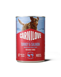 CARNILOVE Dog Can Turkey and Salmon 400g pâté con tacchino e salmone per cani adulti