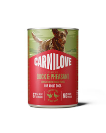 CARNILOVE Dog Can Duck and Pheasant 400g pâté con anatra e fagiano per cani adulti