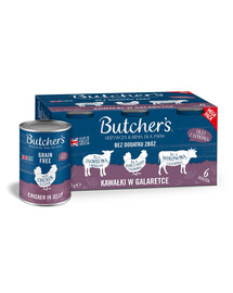 BUTCHER'S Original Recipe in gelatina Mix di sapori con fegato o rognoni 6x400 g bocconcini in gelatina con manzo, agnello e pollo per cani