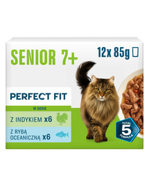 PERFECT FIT Senior 7+ Mix di Gusti 12 x 85g cibo umido per gatti anziani