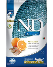 N&D Ocean Cat Neutered Adult Herring & Orange 5 kg śledź i pomarańcza dla kastratów