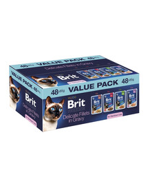 BRIT Premium by Nature Cat Sterilized Fillets in Gravy Value Pack Filetti di carne e pesce in salsa per gatti sterilizzati 48x85 g