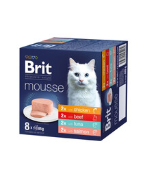 BRIT Premium by Nature Cat Mousse Multipack Mix Mousse con pollo, manzo, tonno e salmone per gatti 8x85 g