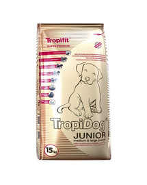 TROPIDOG Super Premium Junior M/L Turkey, Salmon & Eggs 15 kg