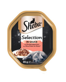 SHEBA Selection 85g con Manzo - cibo umido per gatti in salsa