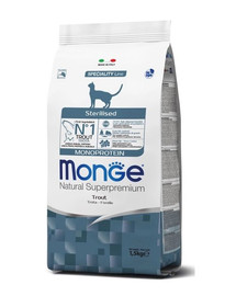 MONGE Monoprotein Cat Sterilised per gatti con trota 400g