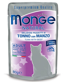 MONGE per gatti Tonno con manzo in gelatina 80 g