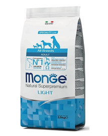 MONGE Dog Light All Breeds 2,5 kg - salmone