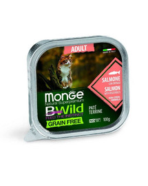 MONGE BWild Cat Adult paté senza cereali 100 g - salmone con ortaggi