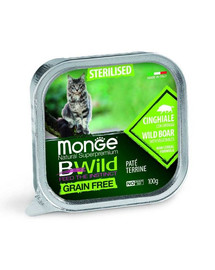 MONGE BWild Sterilised Cat paté senza cereali 100 g - cinghiale con ortaggi