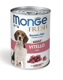 MONGE Fresh Dog bocconcini in paté 400g - vitello