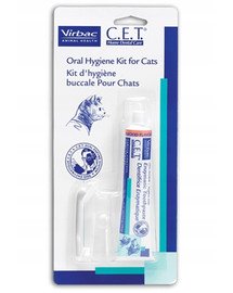 VIRBAC Kit dentale per gatti - pasta aromatizzata al pesce da 43 g e spazzolino da denti