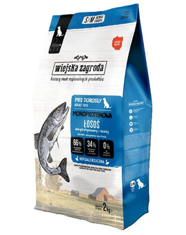 WIEJSKA ZAGRODA Alimento monoproteico con salmone per cani S/M 2 kg