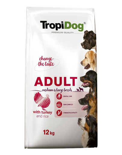 TROPIDOG Premium Adult M&L Turkey&Rice 12kg