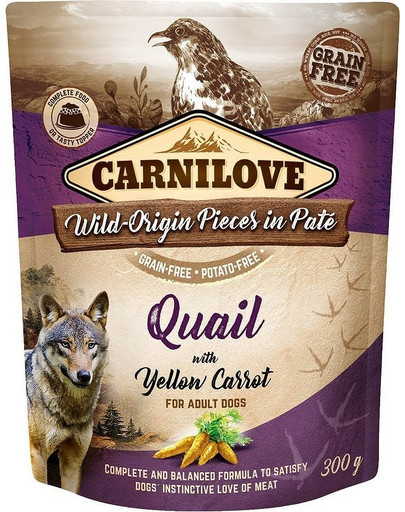 CARNILOVE Dog Paté Quail with Yellow Carrot 300g cibo umido per cani Quaglia con carota gialla