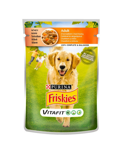 FRISKIES Vitafit Adult con pollo e carote in salsa 100 g di cibo umido per cani