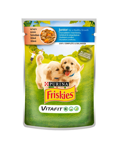 FRISKIES Vitafit Junior con pollo e carote in salsa 100 g di cibo umido per cuccioli