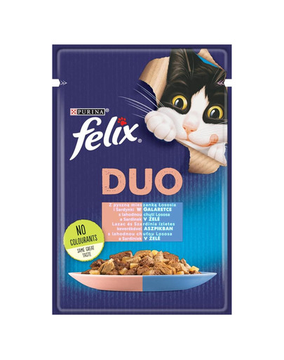 FELIX Duo Salmone e Sardina Jelly 85 g cibo umido per gatti