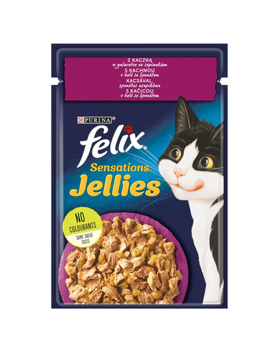 FELIX Sensations Jellies Gelatina d'anatra con spinaci 85g cibo umido per gatti