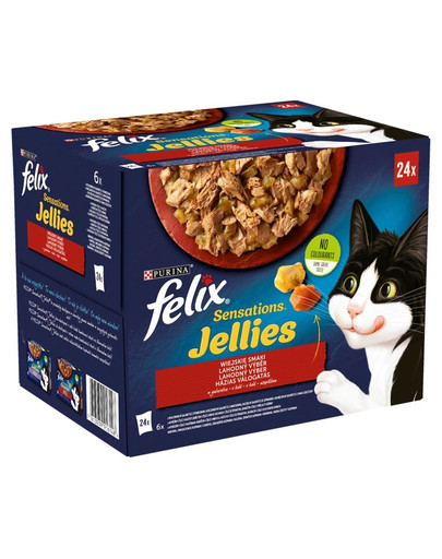 FELIX Sensations Jellies Sapori di campagna in gelatina 24x85g cibo umido per gatti