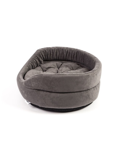 FERA Letto per cani ovale con cuscino 61x51x16 cm grigio