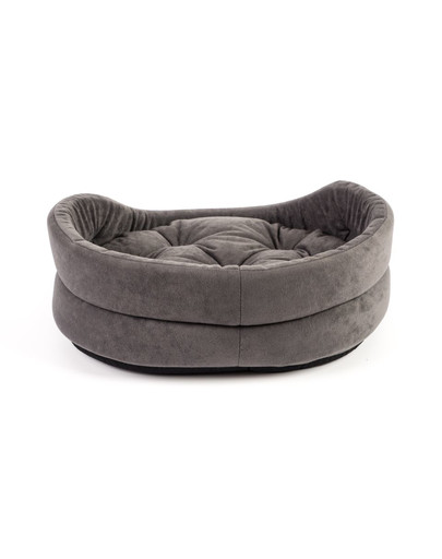 FERA Letto per cani ovale con cuscino 66x55x17 cm grigio