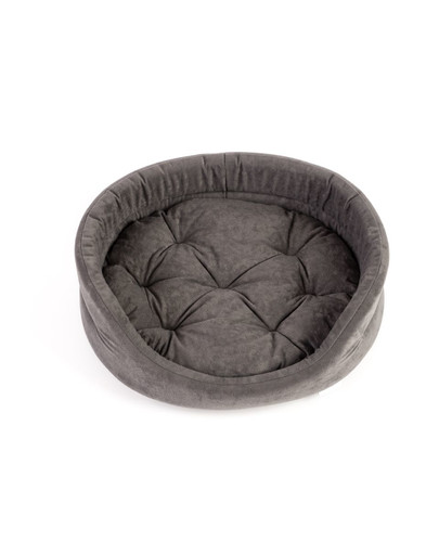 FERA Letto per cani ovale con cuscino 47x38x15 cm grigio