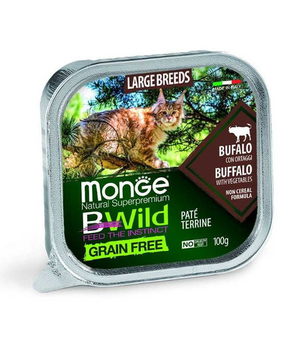 MONGE BWild Cat paté senza cereali razze grandi 100 gr - bufalo con ortaggi