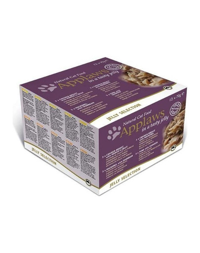 APPLAWS Cat Tin Multipack Jelly Selection Cibo umido per gatti mix di sapori gelatina 4x12x70g