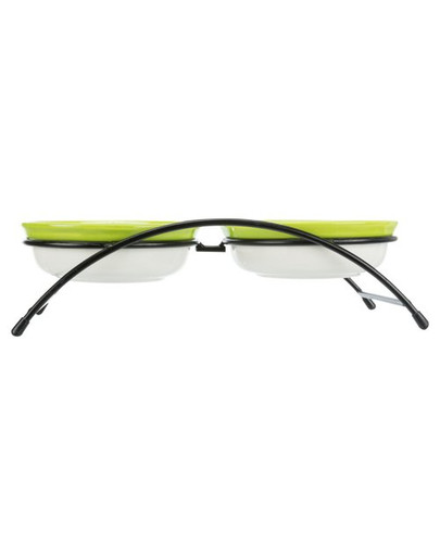 TRIXIE Set di ciotole, bianco/verde, ceramica/metallo, 2 × 0.3 l/o 13 cm