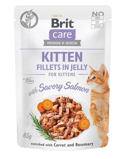 BRIT Care Kitten Fillets in Jelly Savory Salmon 24 x 85 g Salmone