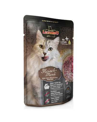 LEONARDO Finest Selection Menu per gatti a base di carne 16 x 85 g