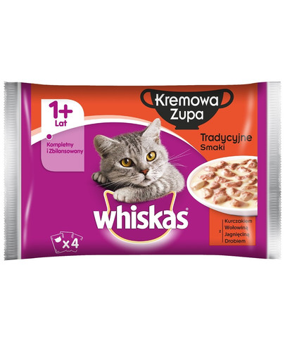 WHISKAS 1+ Zuppa Cremosa Gusti Tradizionali 4 x 85g